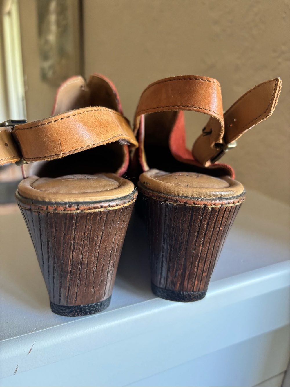 Born Boc Picante Rust Suede May Slingback Platform Wedge 8 - Picture 8 of 9
